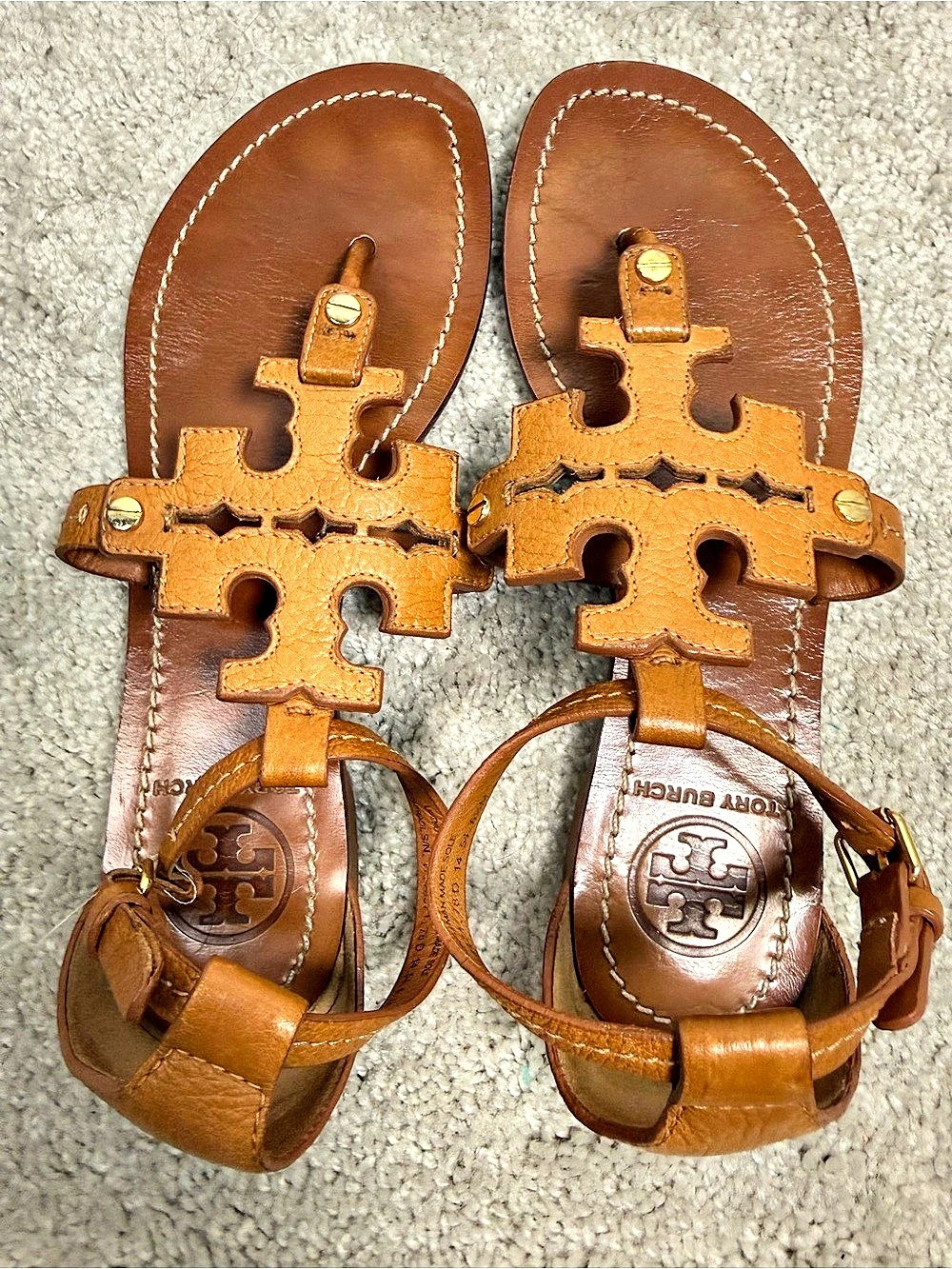 Tory Burch Miller Ankle Wrap Sandal Ankle Wrap Leather Sandals Brown US 5.5